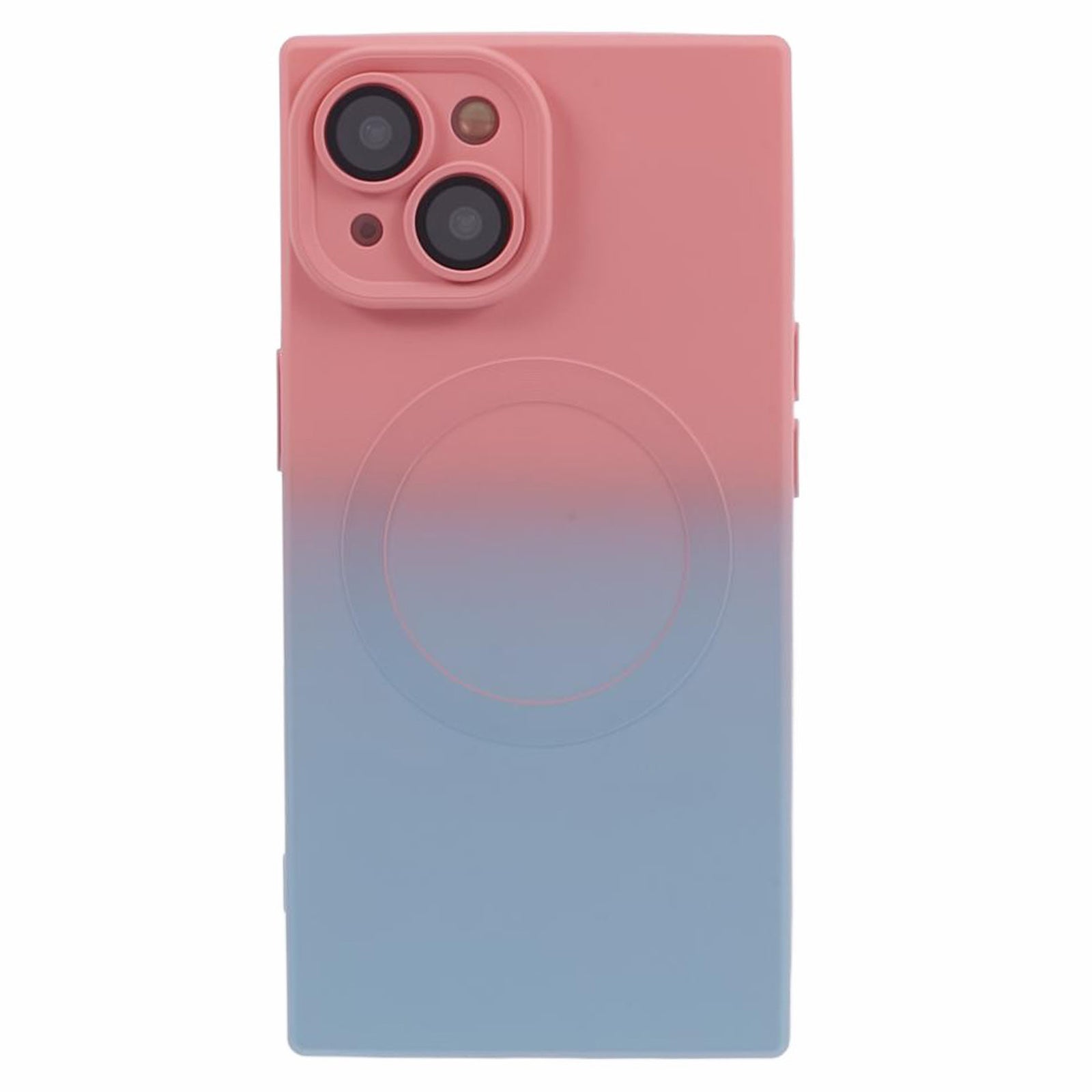 HH Series for iPhone 14 Magnetic Case Rubberized TPU Cover Lens Protector - Pink+Blue HH Series for iPhone 14 Magnetic Case Rubberized TPU Cover Lens Protector - Pink+Blue